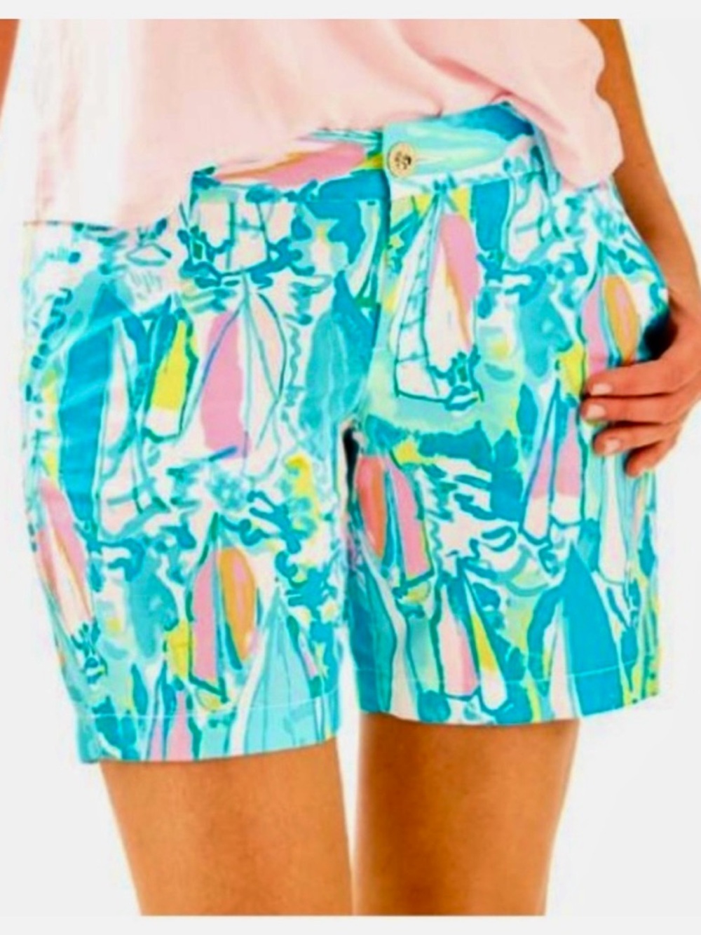 Lilly Pulitzer Jayne Shorts Sailboat-Print in Pink, Blue & Yellow